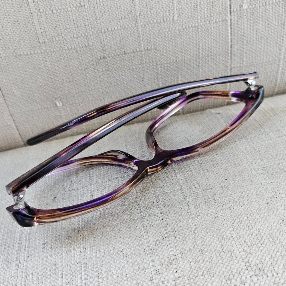 DKNY Women Eyeglass Brown Purple Clear Marble Swirl Wayfarer Glasses 57[]16 140 - Picture 7 of 16